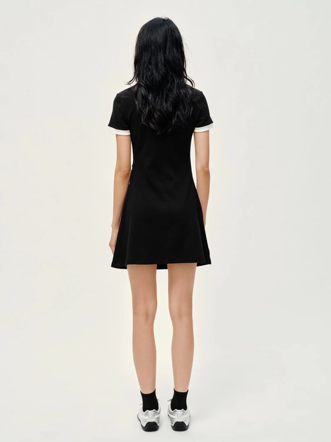 Contrast Trim Nipped Waist A-Line Midi Dresses - Image 14
