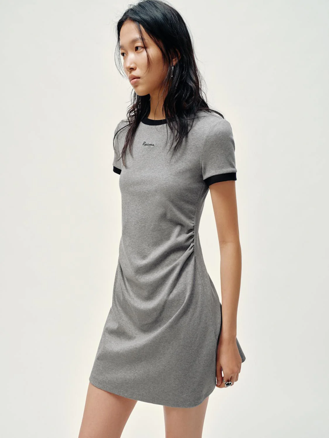 Contrast Trim Nipped Waist A-Line Midi Dresses - Image 2