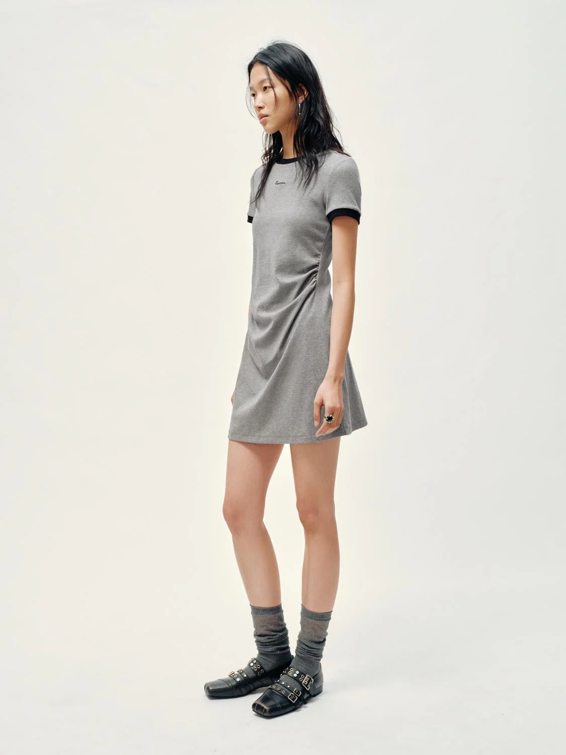 Contrast Trim Nipped Waist A-Line Midi Dresses - Image 5