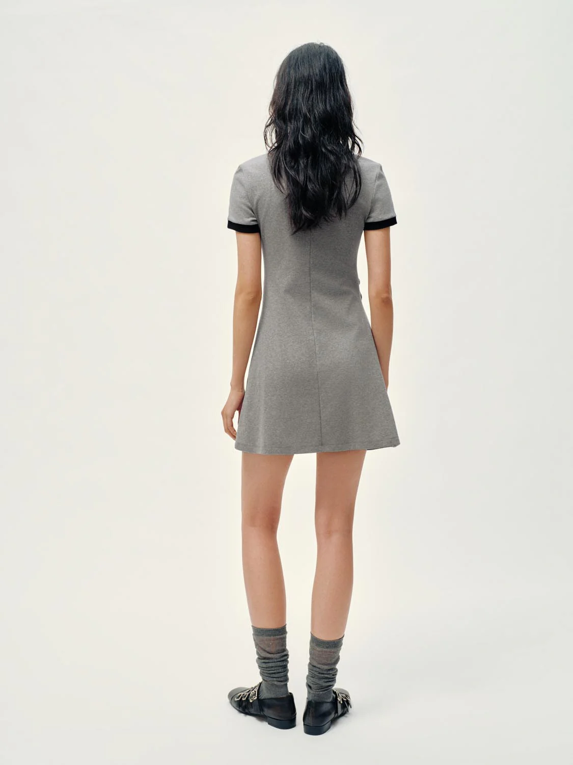 Contrast Trim Nipped Waist A-Line Midi Dresses - Image 6