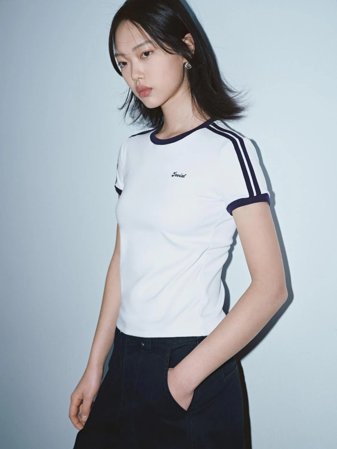 Contrast Trim Nipped Waist T-Shirts - Image 2