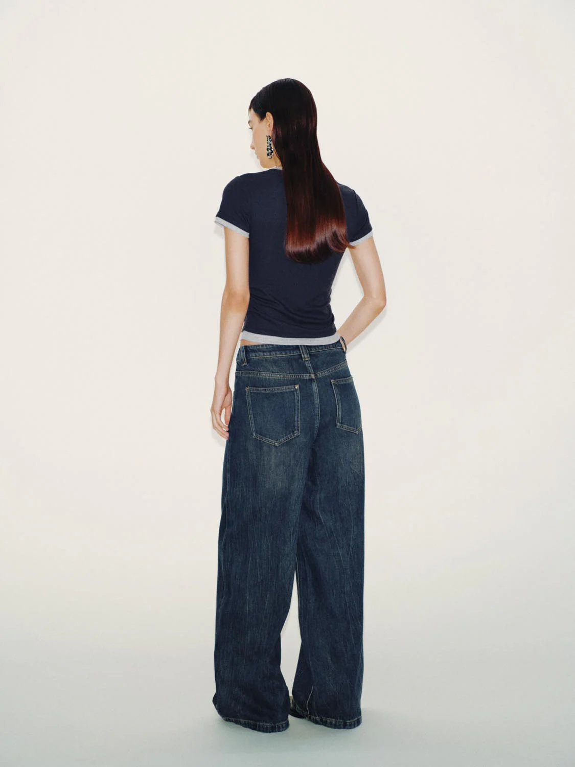 Contrast Trim Scoop Neck Ruched T-Shirts - Image 6