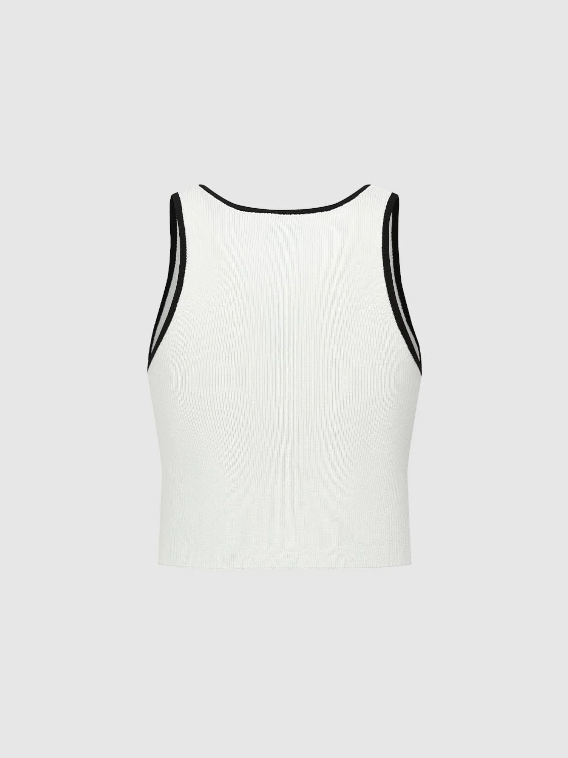 Contrast Trim Sleeveless Knitted T-Shirts - Image 2
