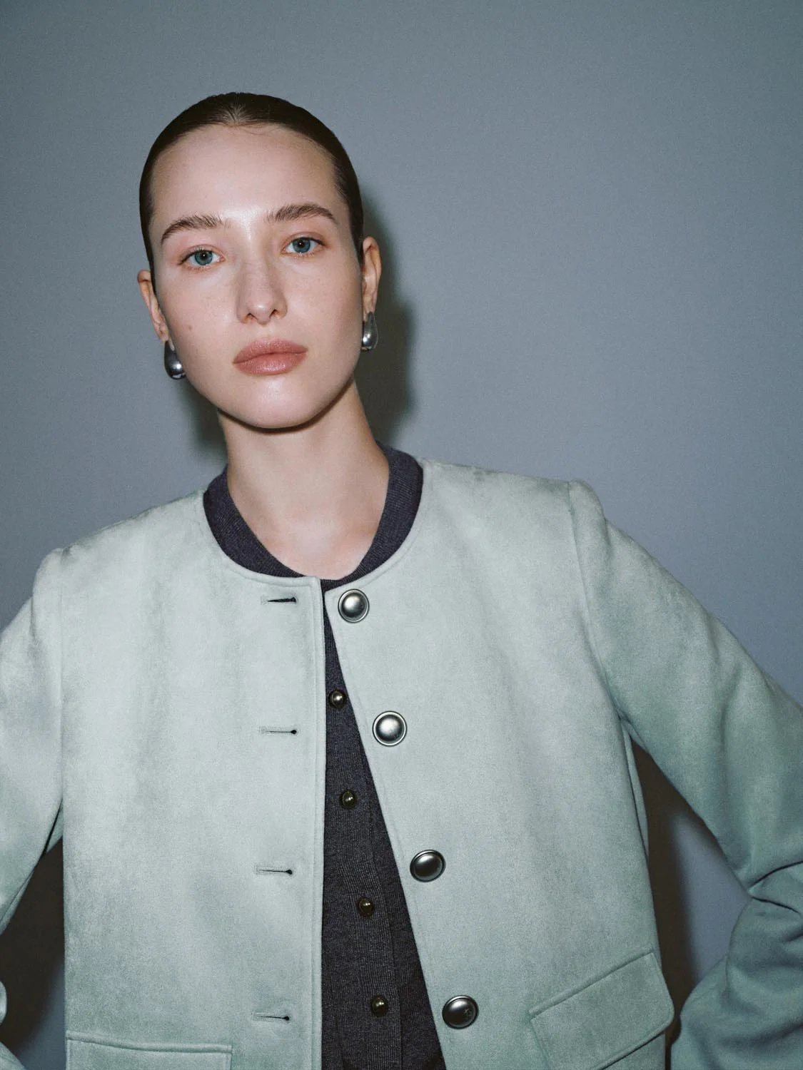 Crew Neck Button Up Jackets - Image 3