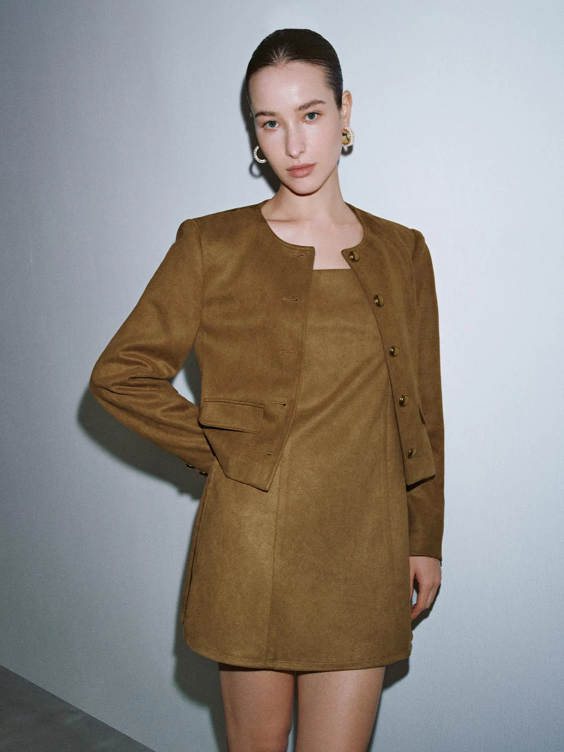 Crew Neck Button Up Jackets - Image 9