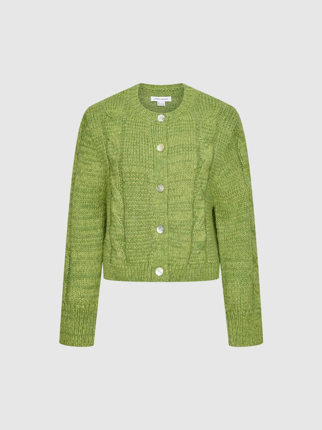 Crew Neck Cable Knitted Cardigans - Image 7