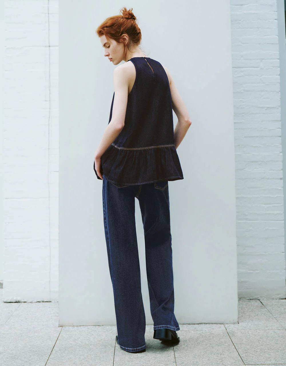 Crew Neck Denim Tank Top - Image 6