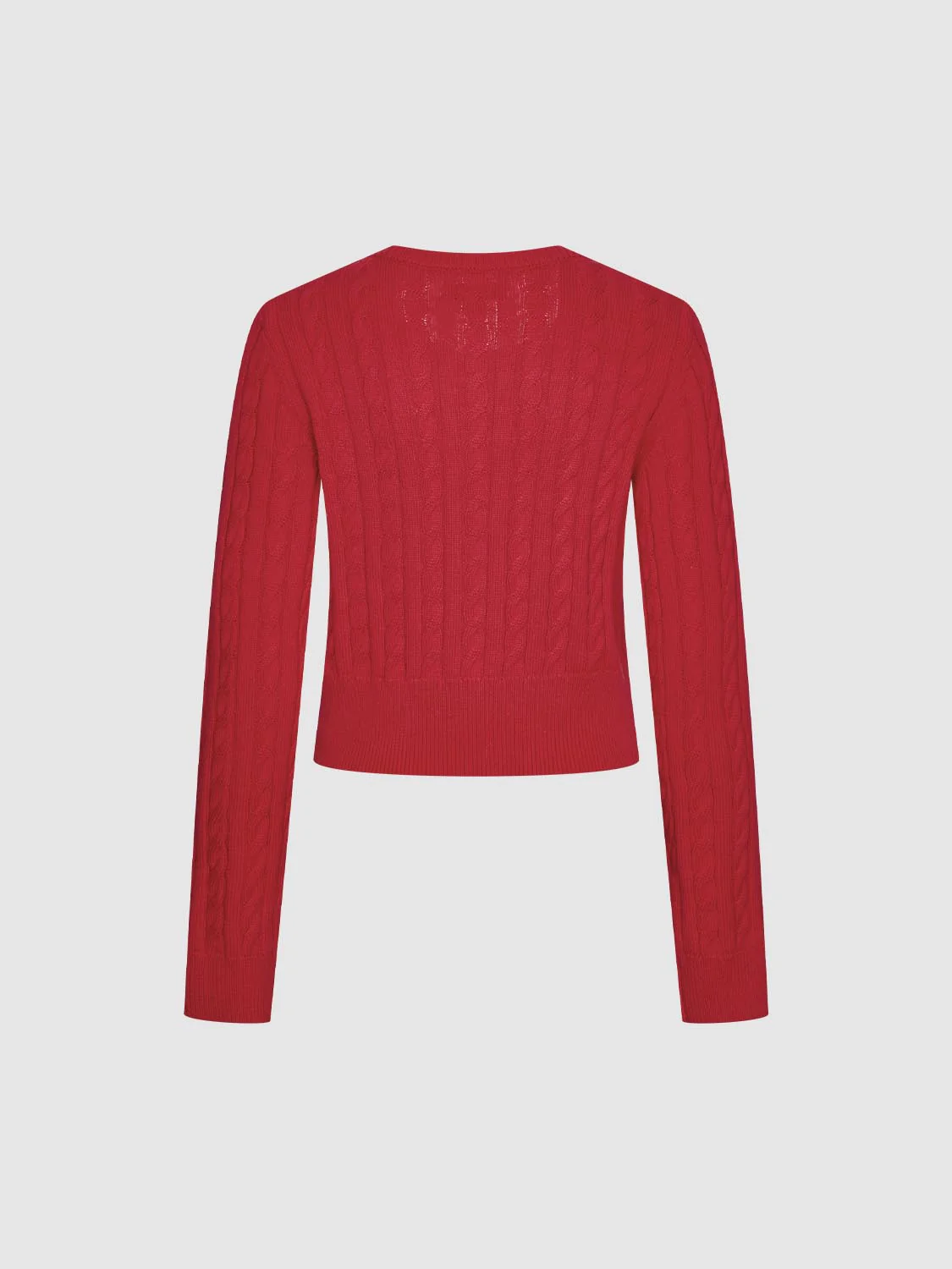 Crew Neck Embroidered Cable Knitted Cardigans - Image 2