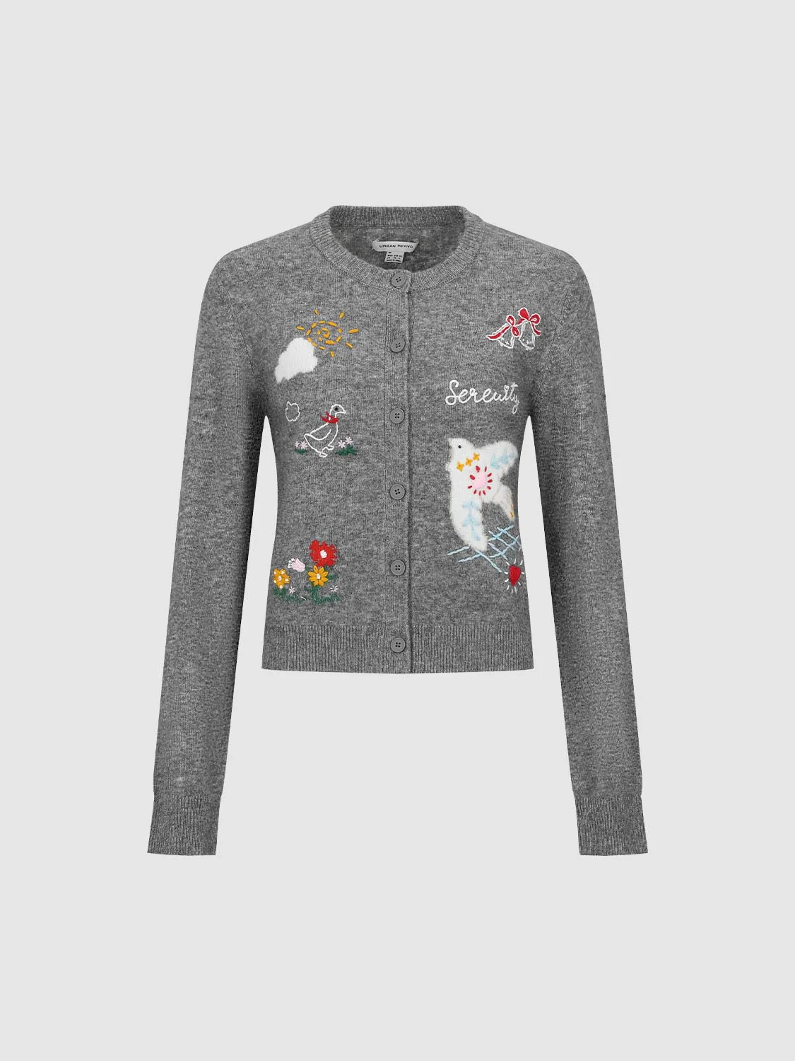 Crew Neck Embroidered Knitted Cardigans - Image 7