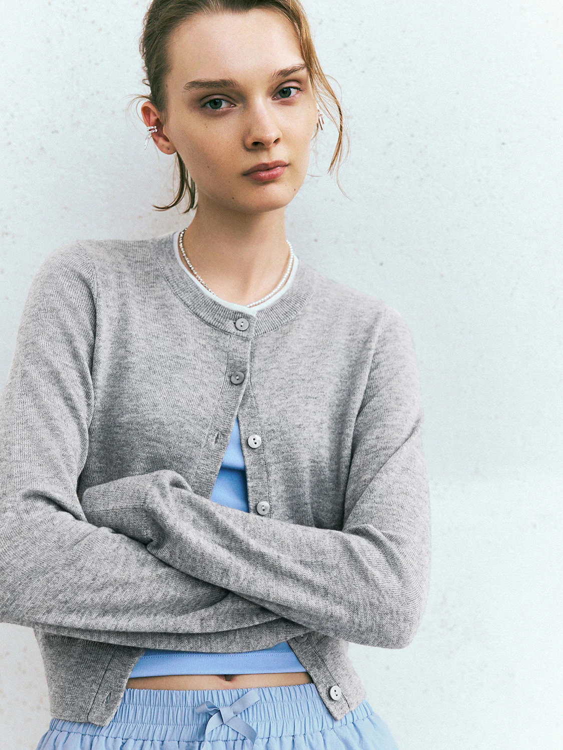 Crew Neck Knitted Cardigan - Image 29