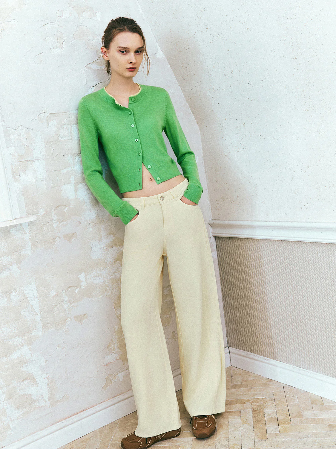 Crew Neck Knitted Cardigan - Image 40
