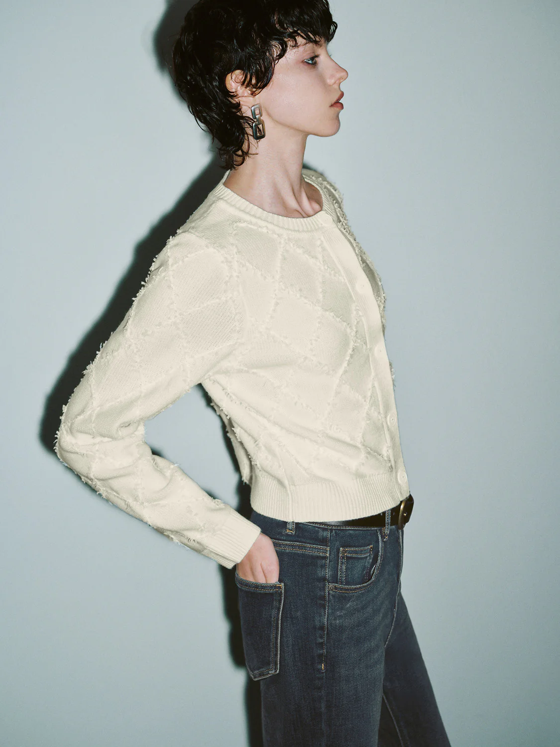 Crew Neck Knitted Cardigan - Image 14