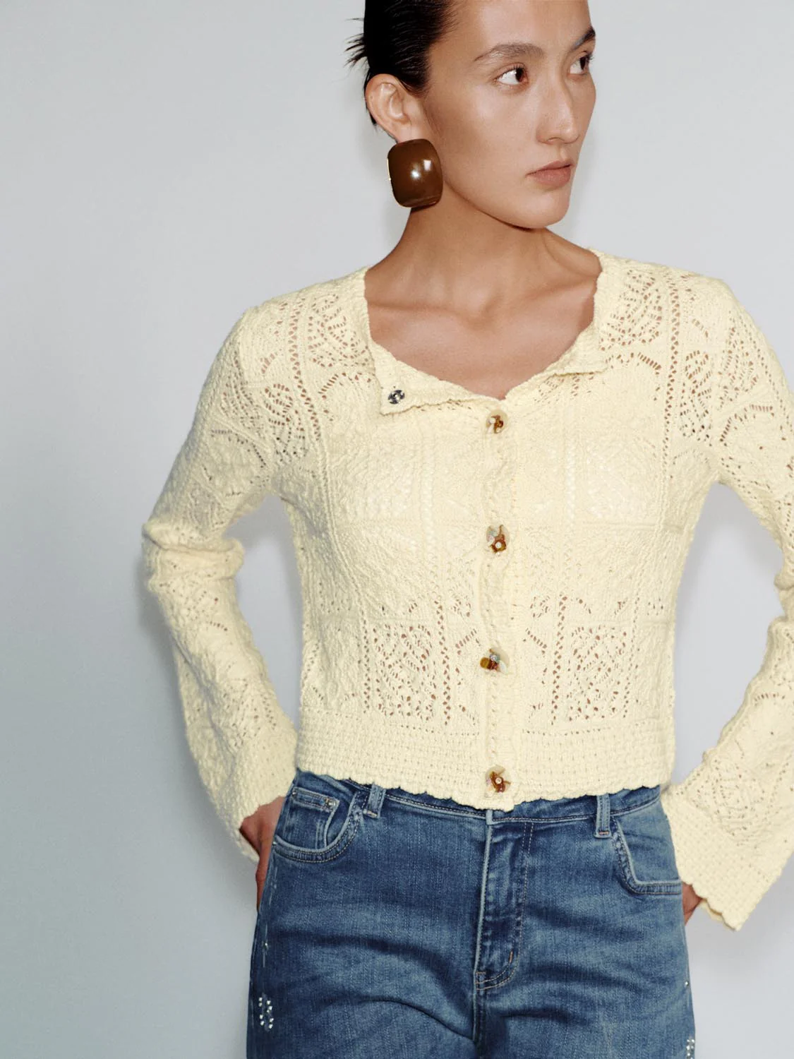 Crew Neck Open Knitted Cardigans - Image 2