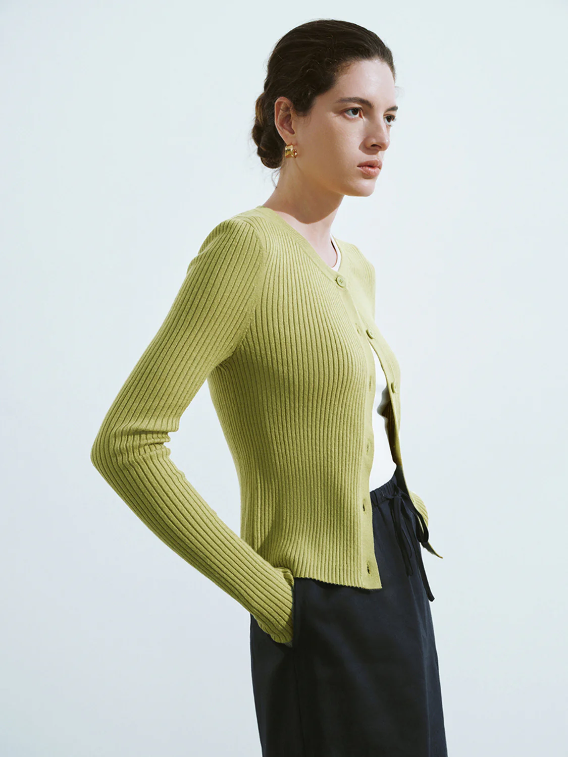 Crew Neck Skinny Knitted Cardigan - Image 27