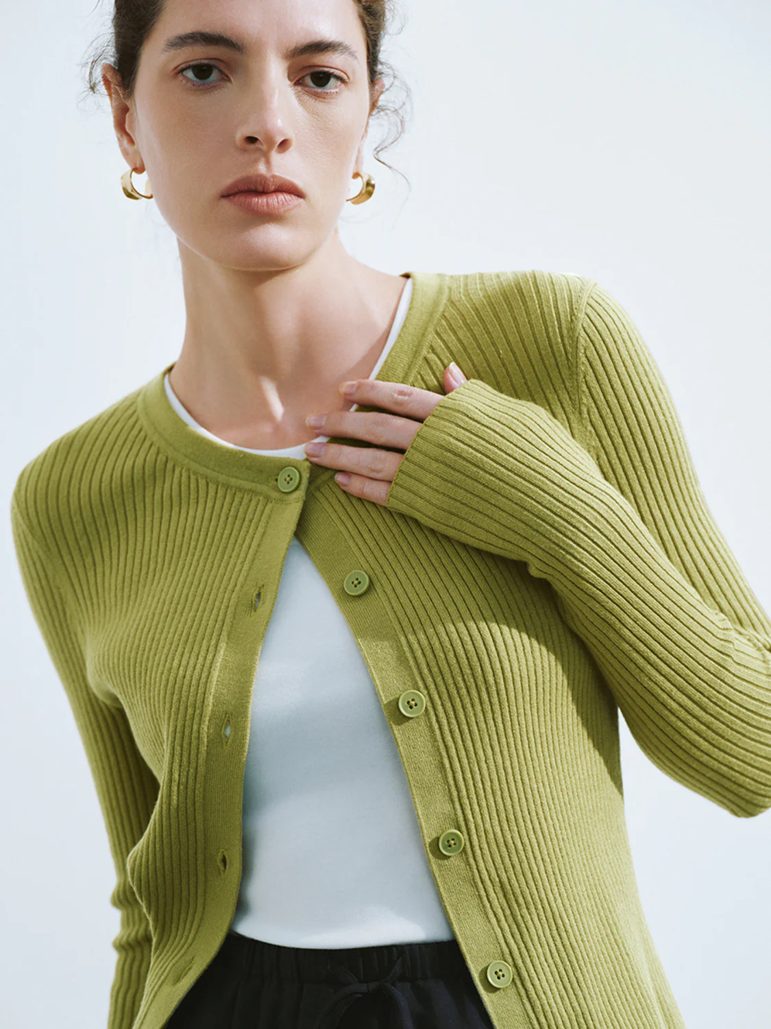 Crew Neck Skinny Knitted Cardigan - Image 29