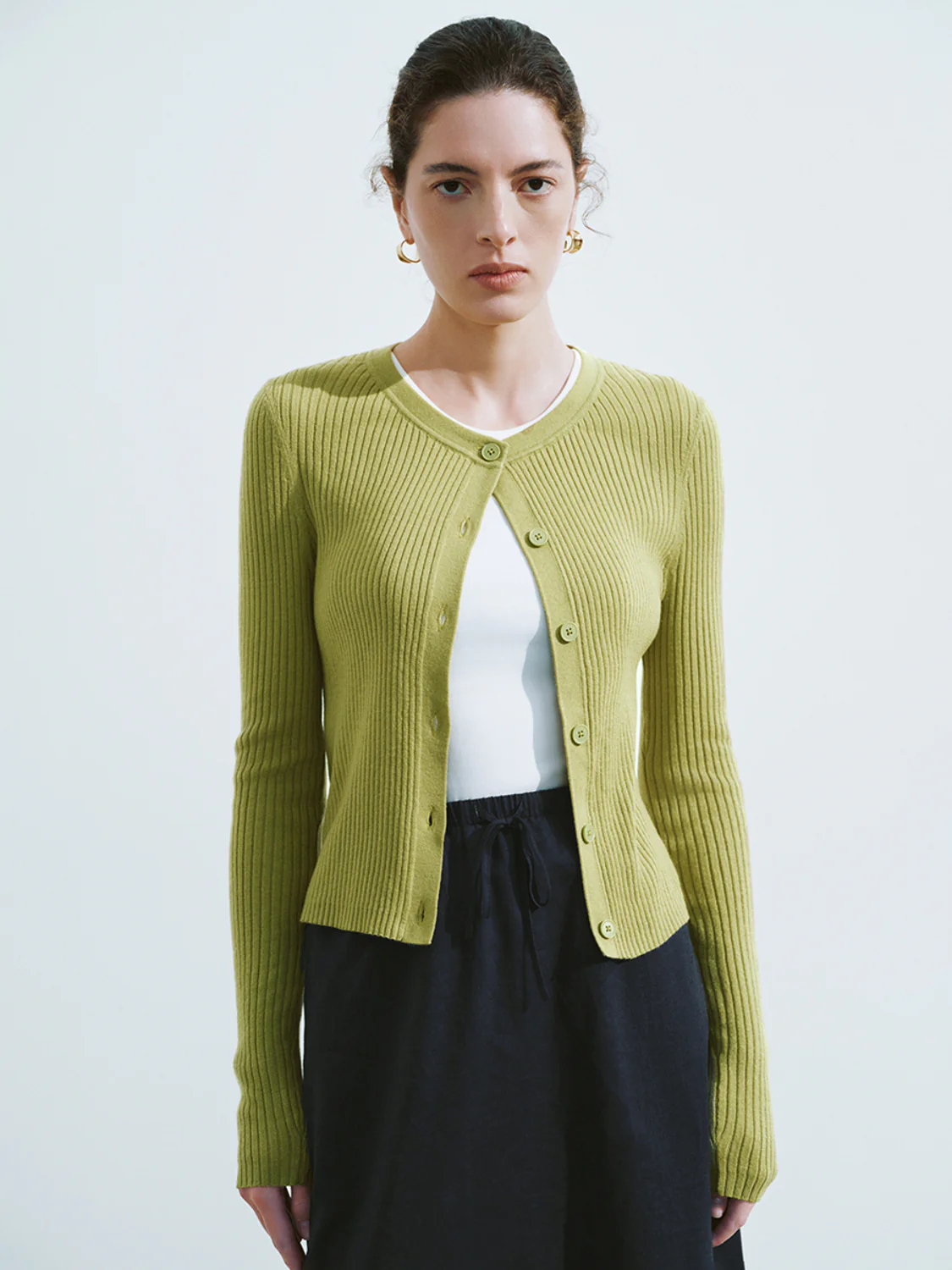 Crew Neck Skinny Knitted Cardigan - Image 41