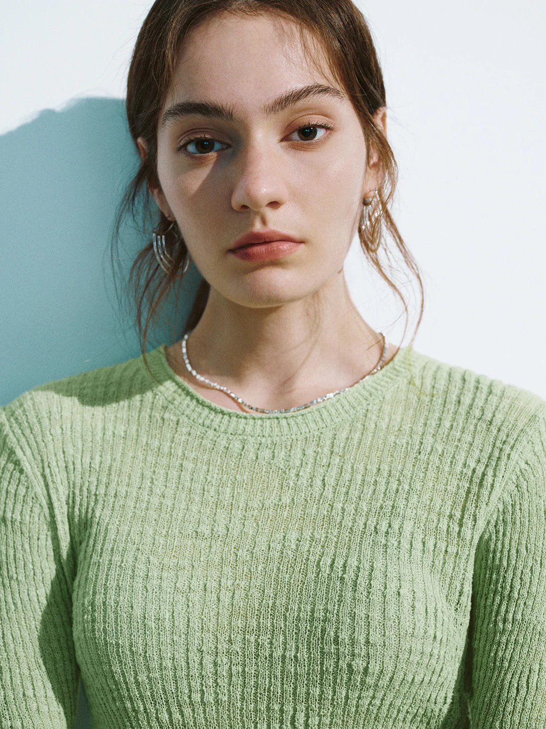 Crew Neck Skinny Knitted T-Shirt - Image 11