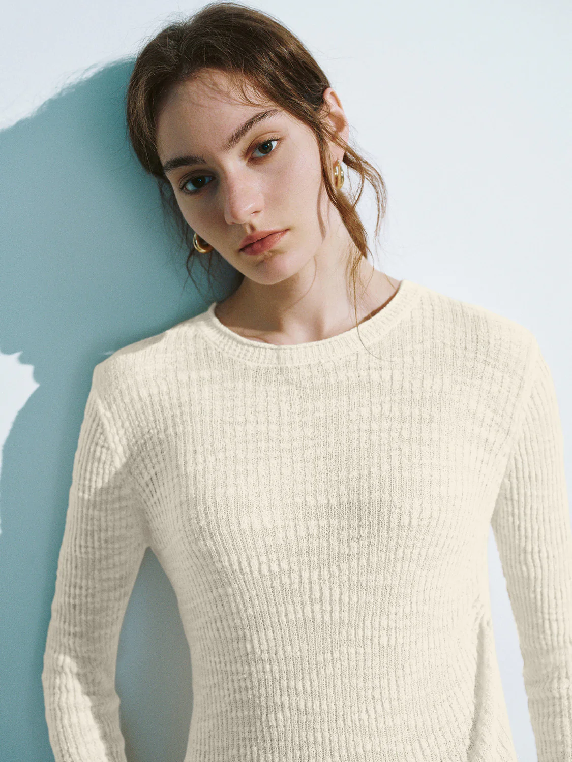 Crew Neck Skinny Knitted T-Shirt - Image 17