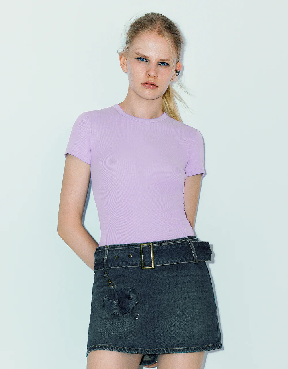 Crew Neck Skinny T-Shirt - Image 41