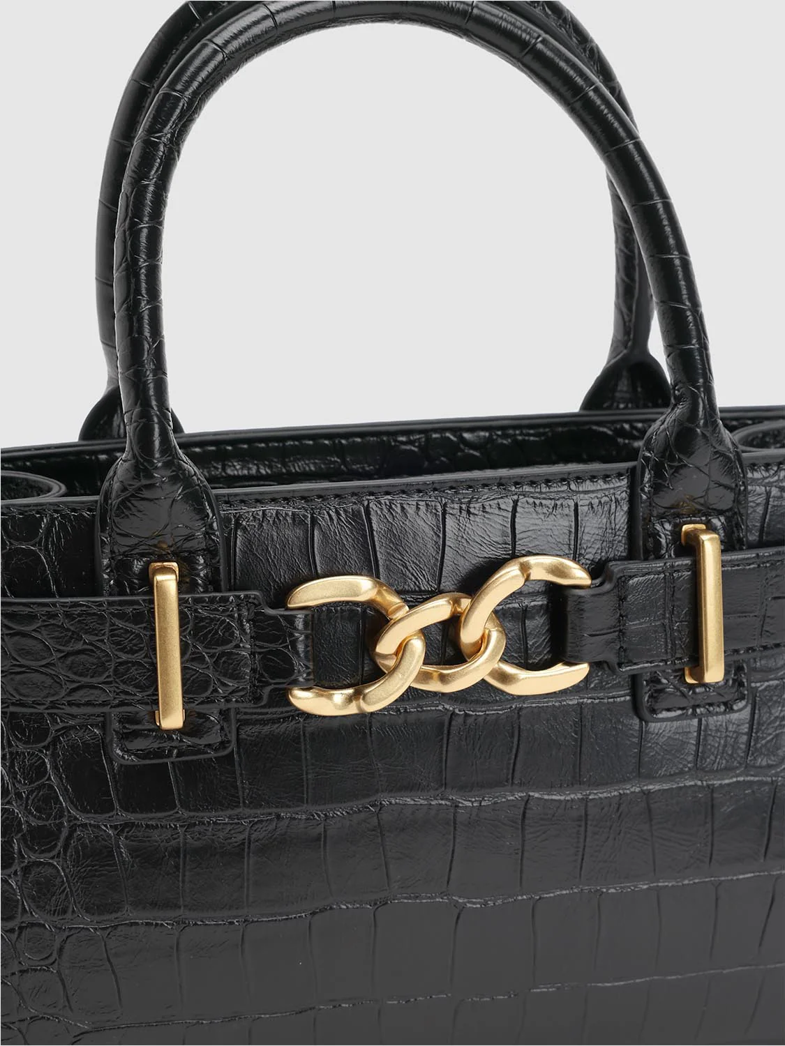 Crocodile-Embossed Handle Shoulder Bags - Image 5