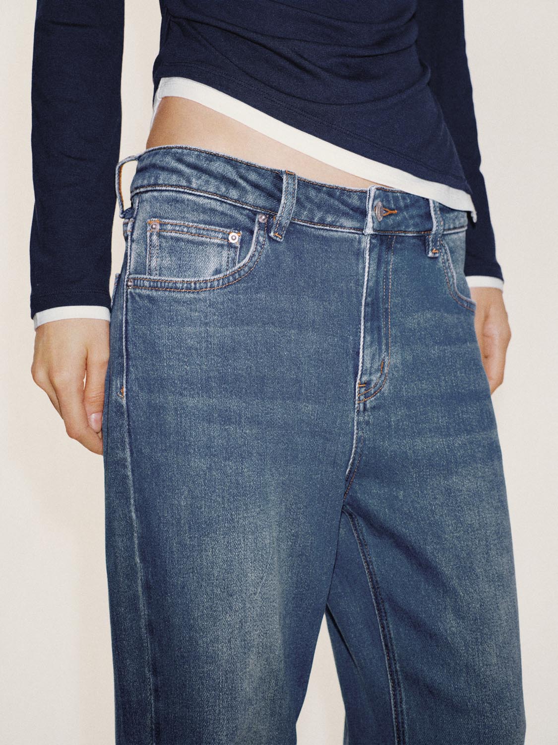 Cuffed Straight Leg Jeans - Image 5