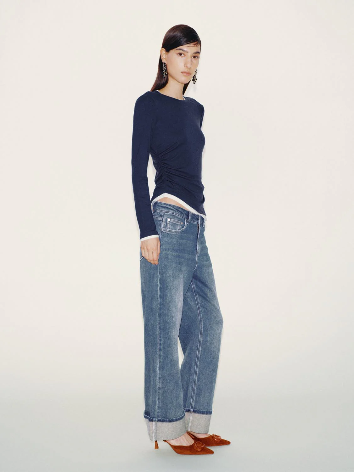 Cuffed Straight Leg Jeans - Image 7