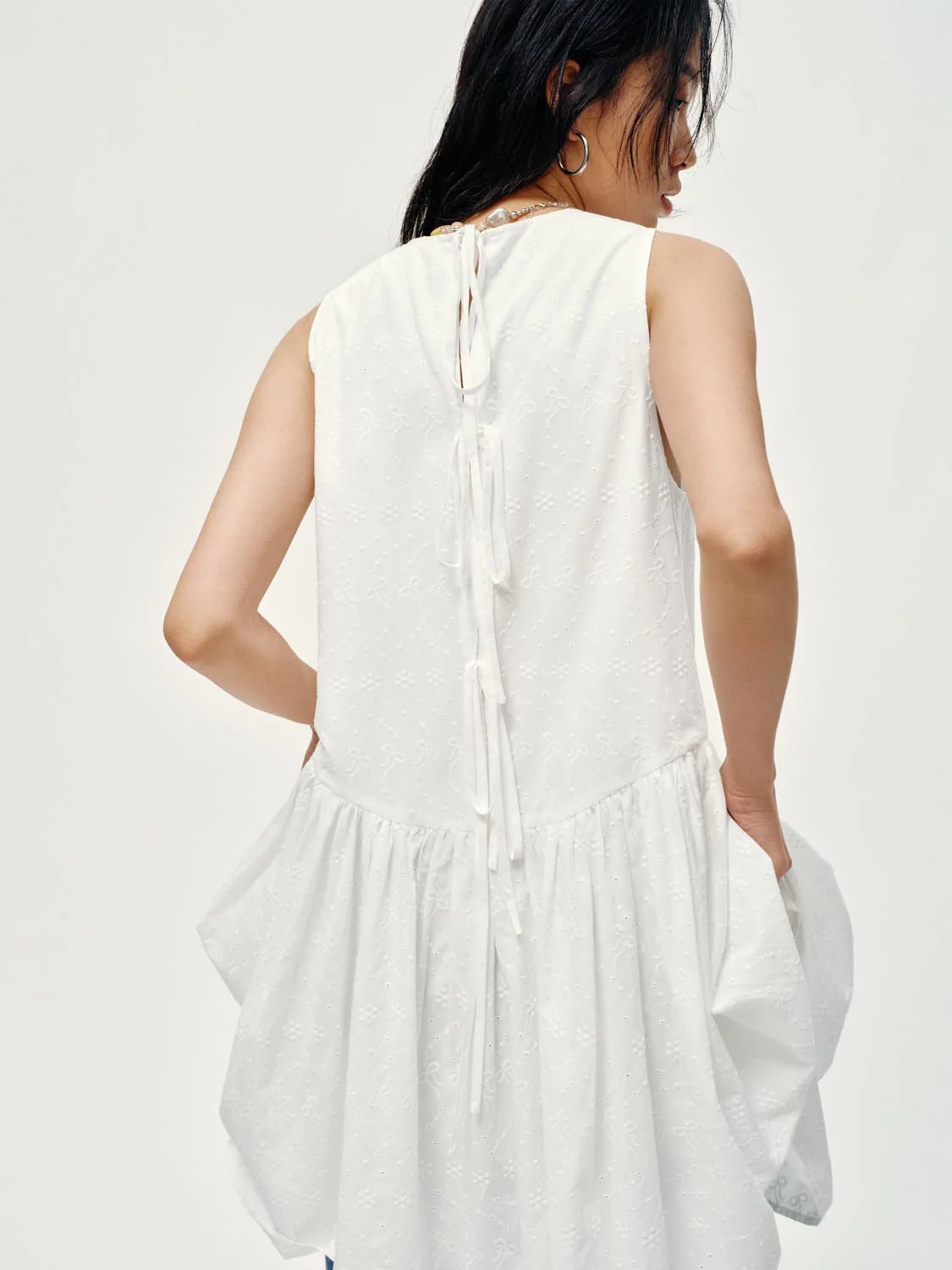 Cutwork Sleeveless A-Line Midi Dresses - Image 6