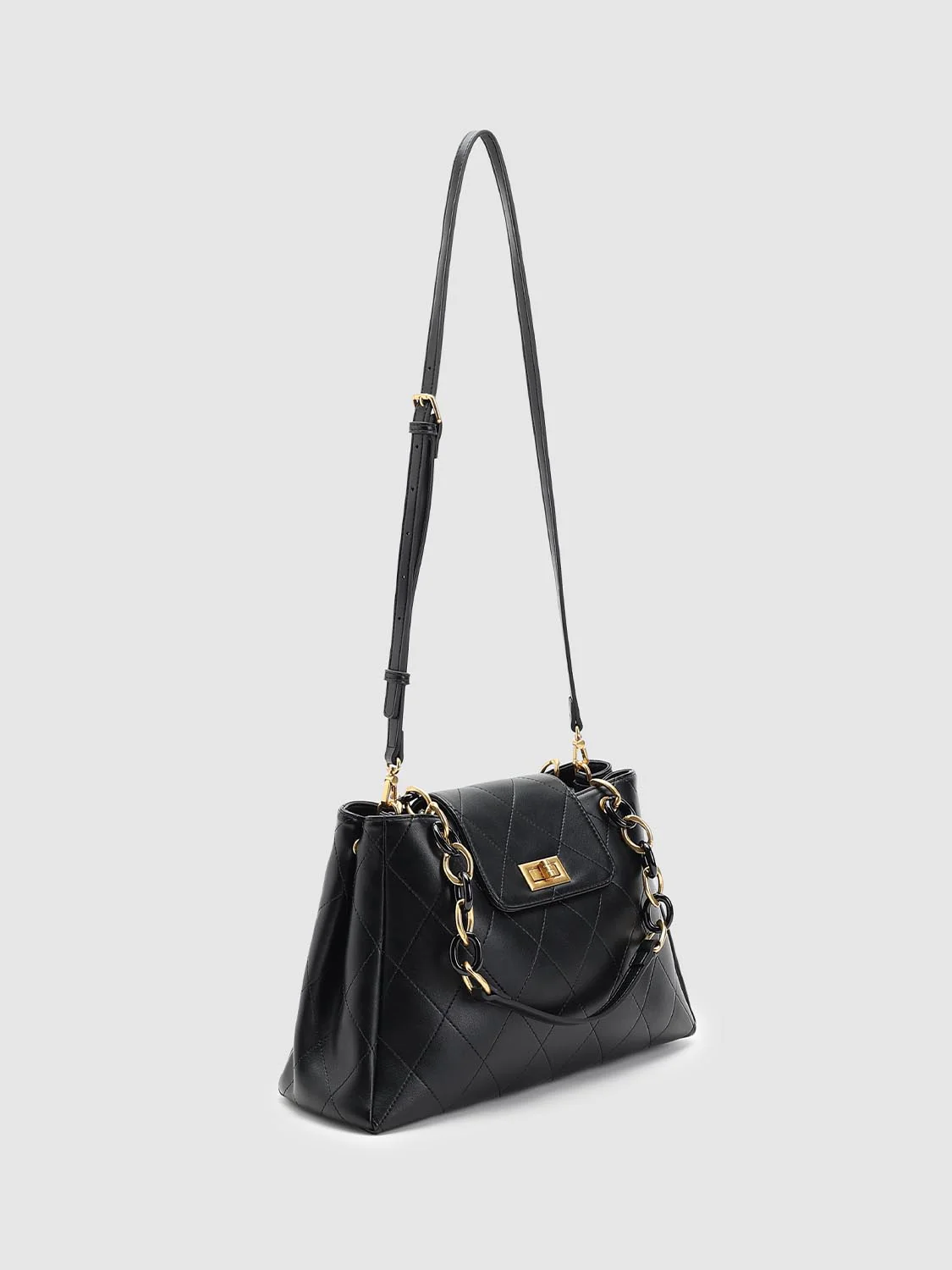 Diamond Chain Detail Handle Shoulder Bags - Image 2