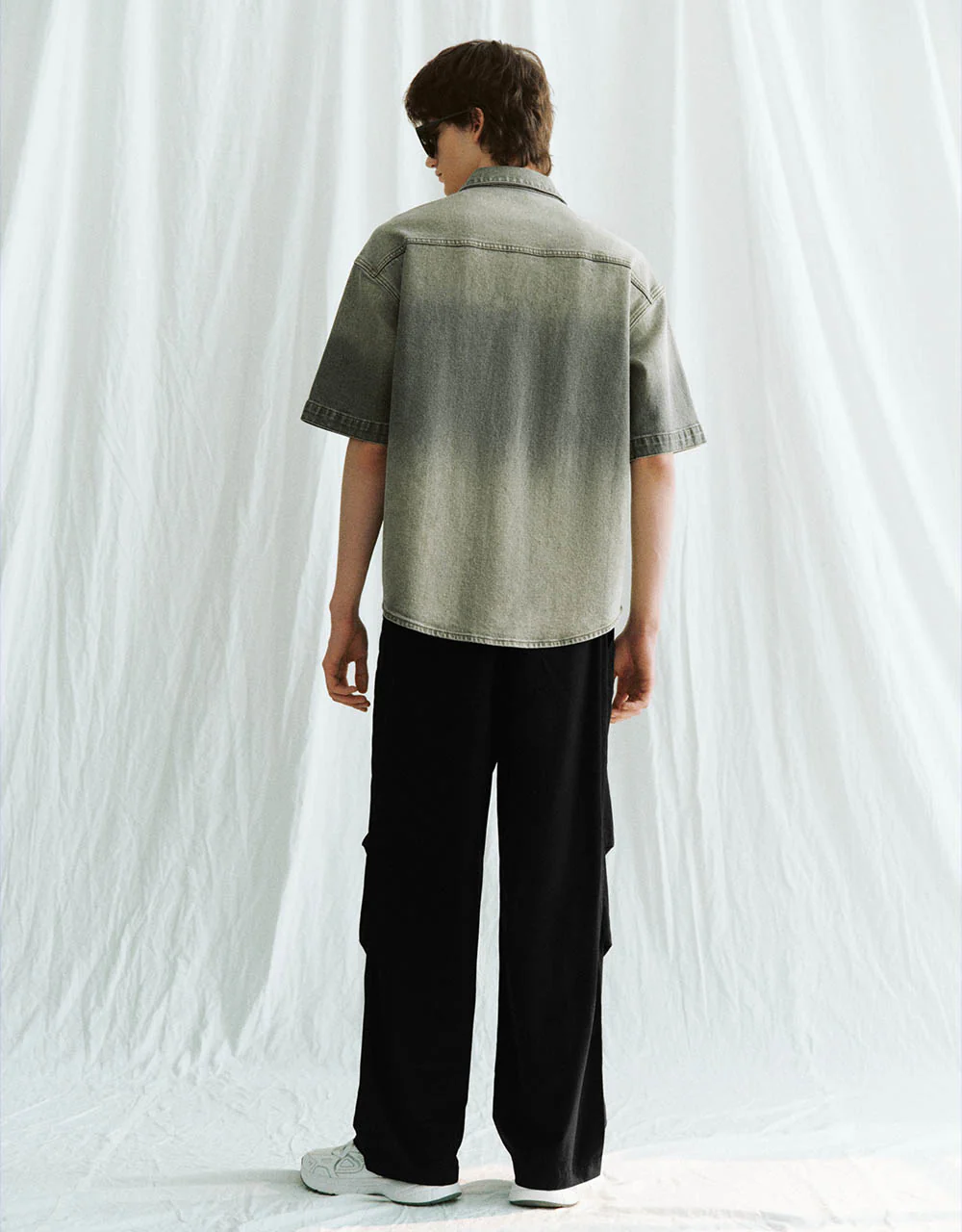 Distressed Button Up Loose Denim Shirt - Image 6