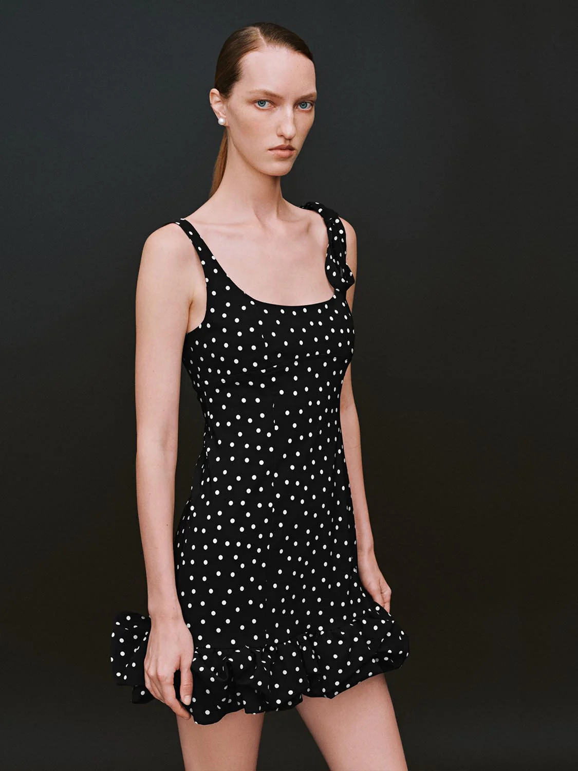 Dotted Ruffle Straight Dresses