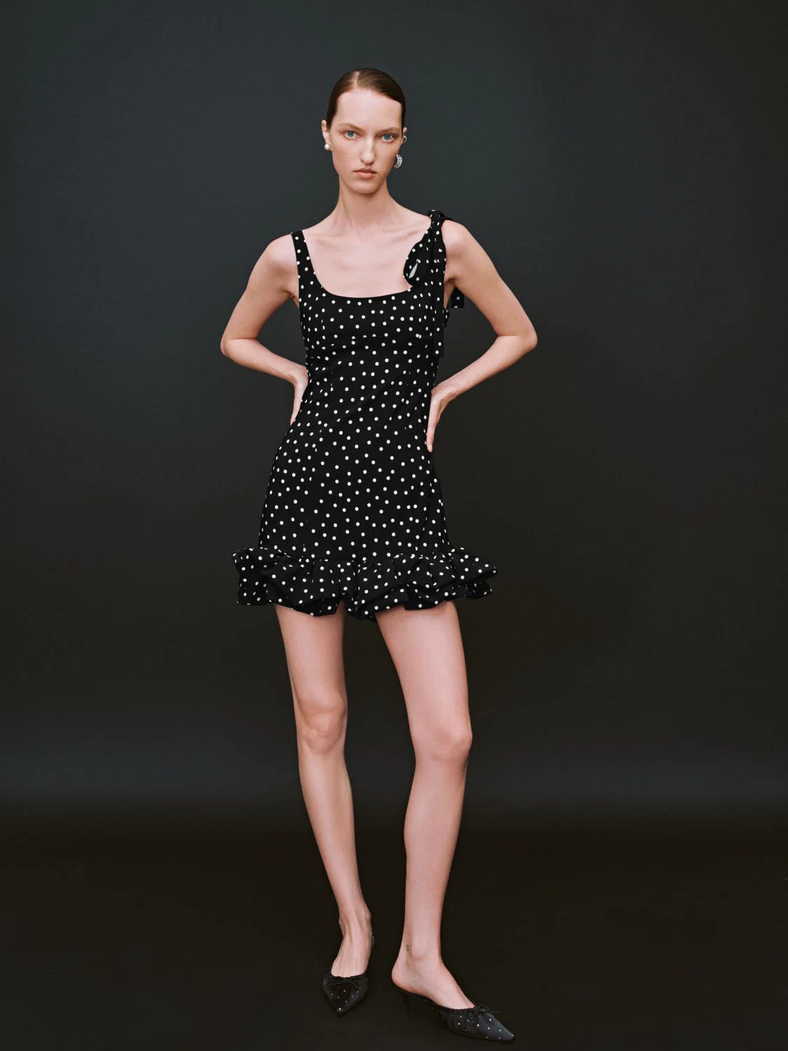 Dotted Ruffle Straight Dresses - Image 4