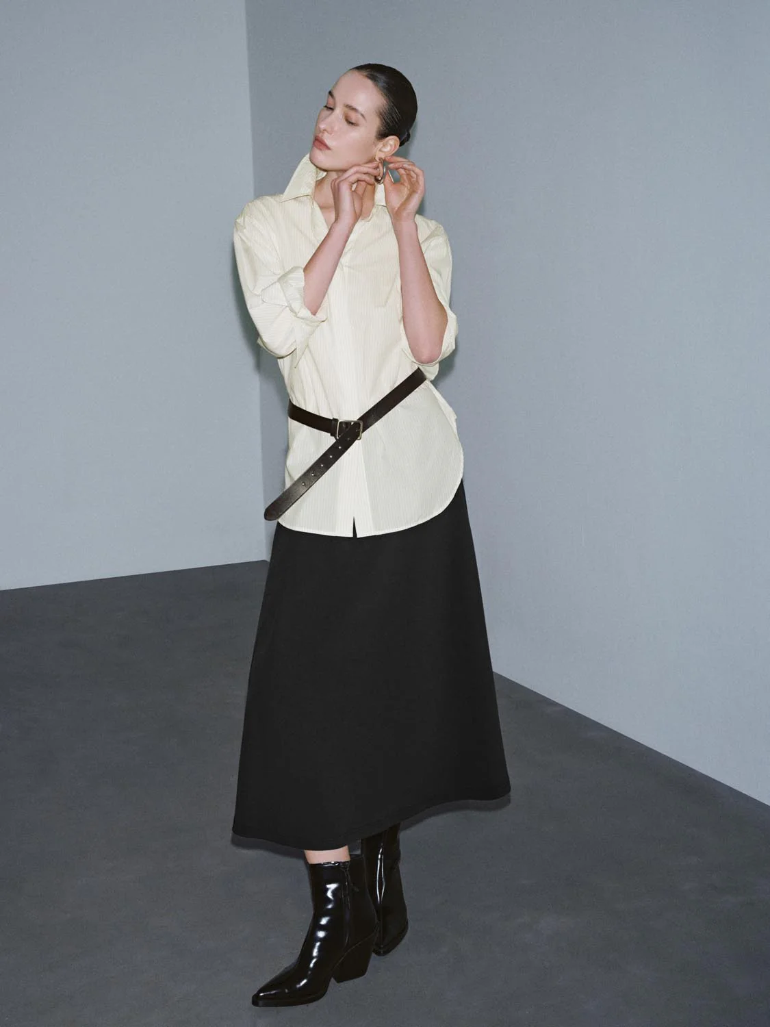 Draped A-Line Midi Skirts - Image 16