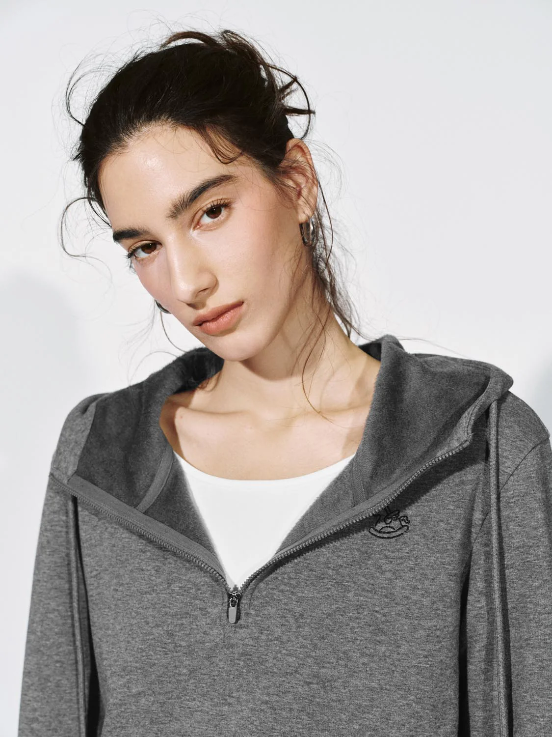 Drawstring Hooded Half-Zip Sweatshirts - Image 3