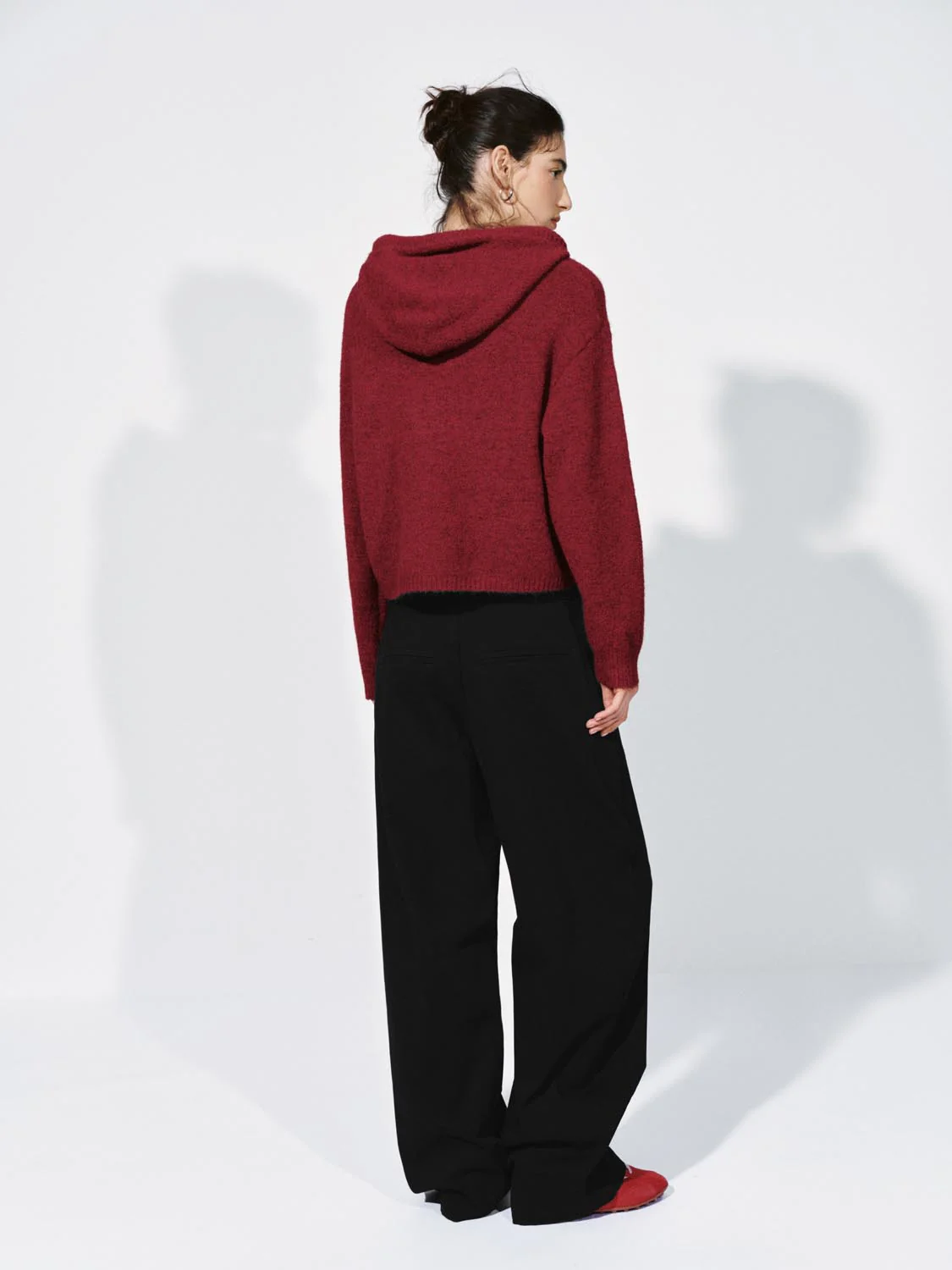 Drawstring Hooded Long Sleeve Knitted T-Shirts - Image 6