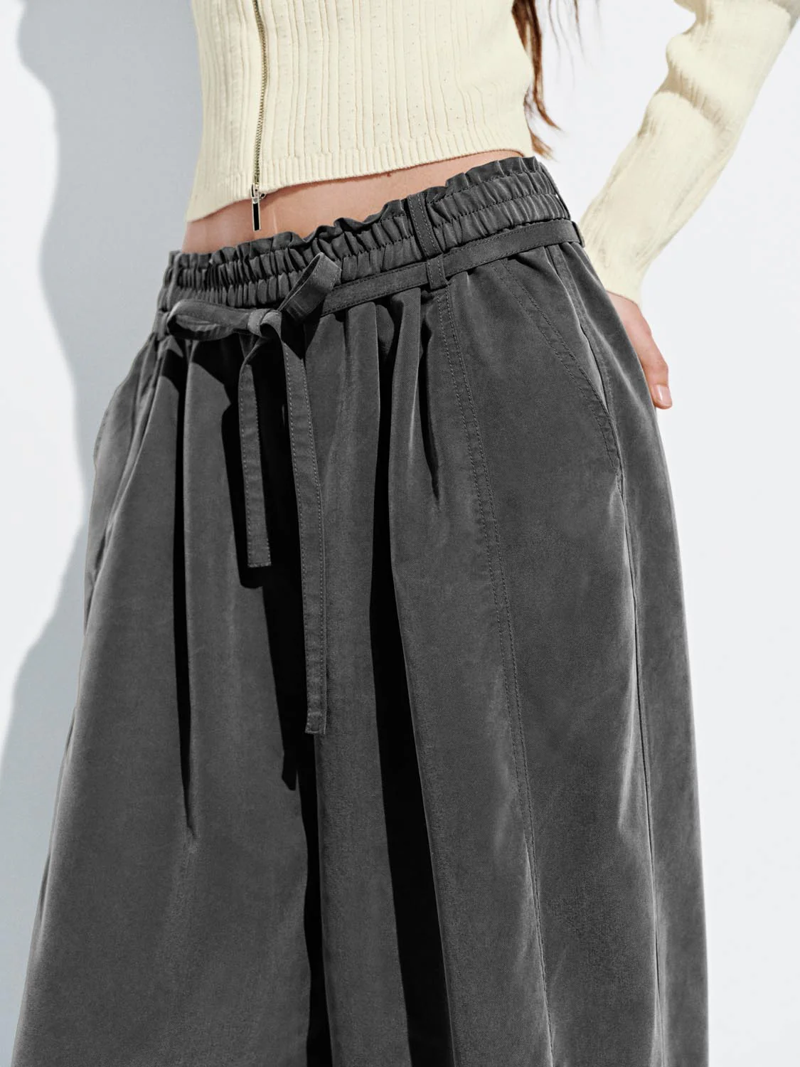 Drawstring Pull On Wide Leg Pants - Image 5