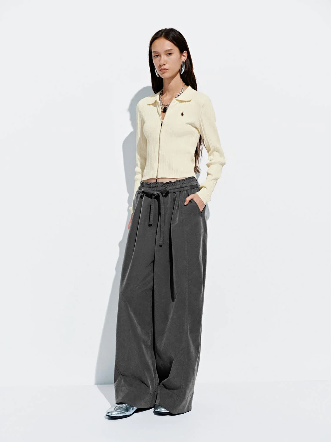 Drawstring Pull On Wide Leg Pants - Image 7