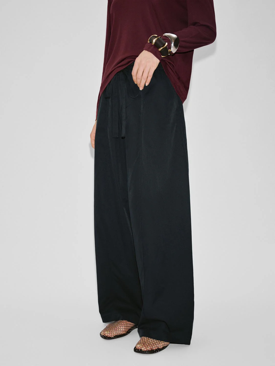 Drawstring Pull On Wide Leg Pants - Image 11