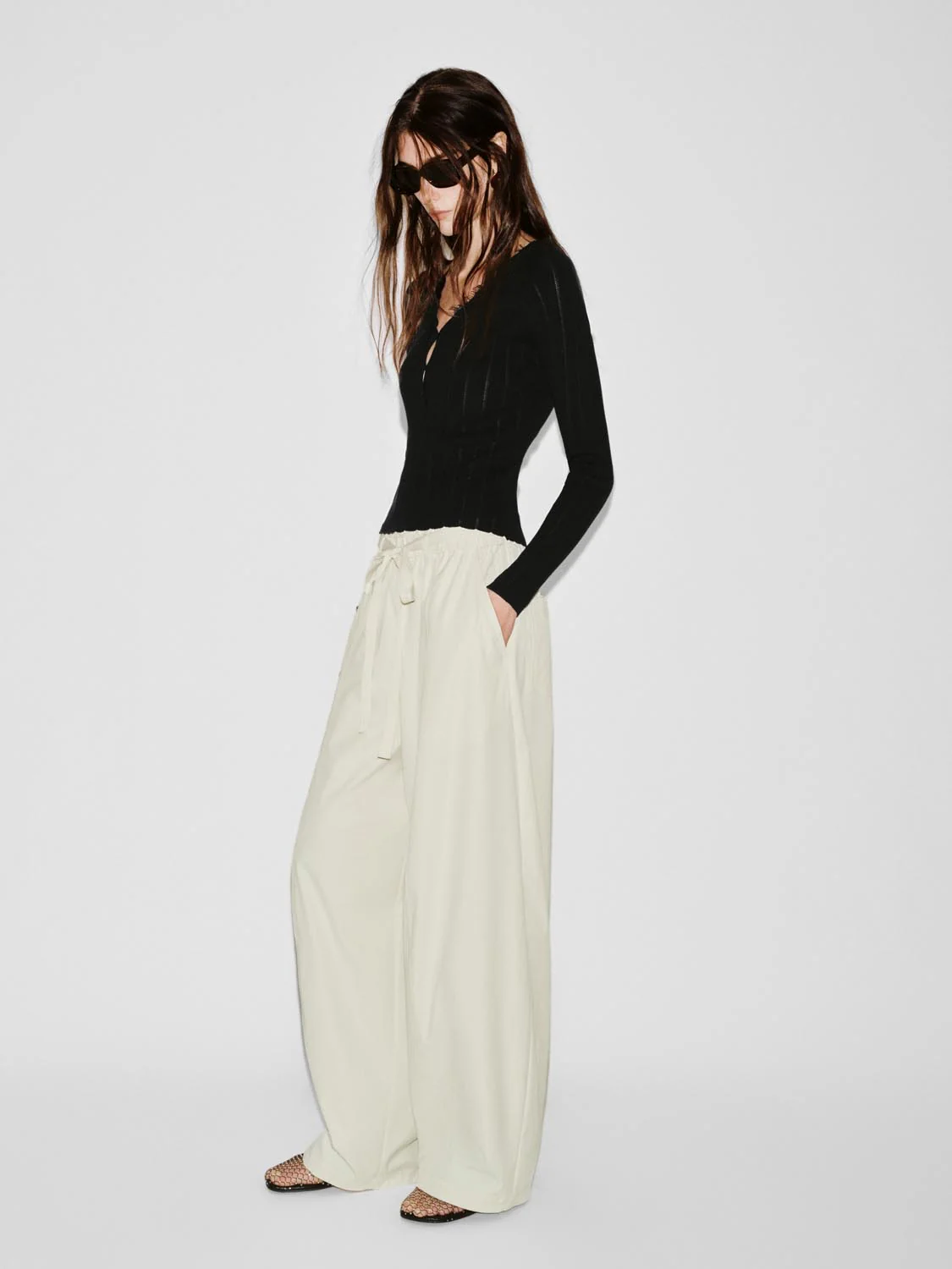 Drawstring Pull On Wide Leg Pants - Image 22