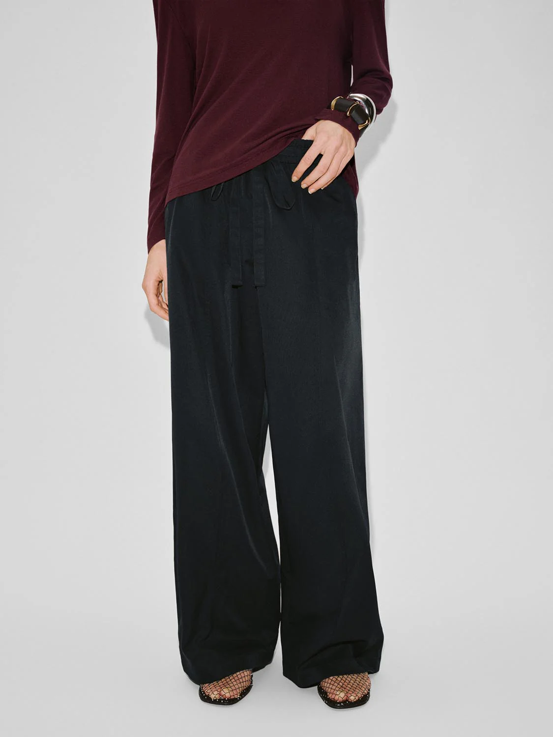 Drawstring Pull On Wide Leg Pants - Image 26