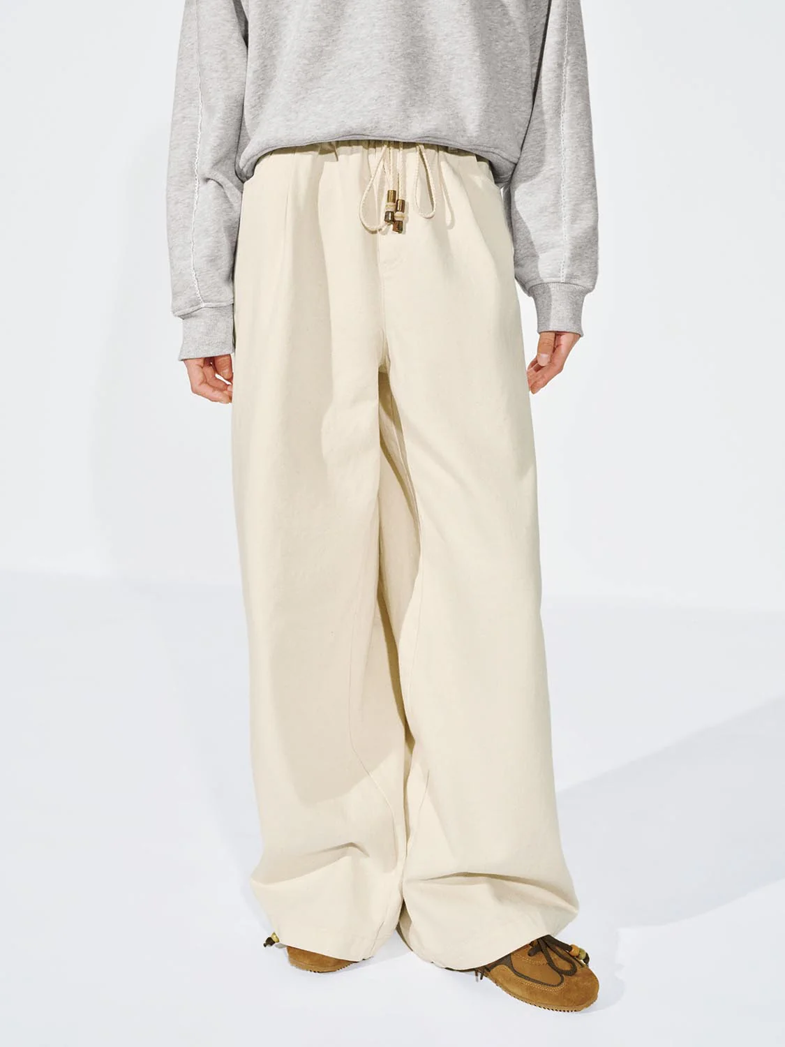 Drawstring Pull On Wide Leg Pants