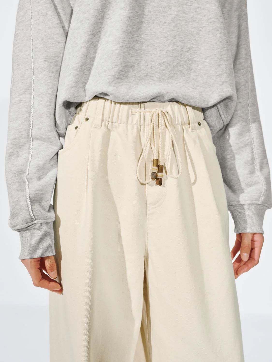 Drawstring Pull On Wide Leg Pants - Image 5