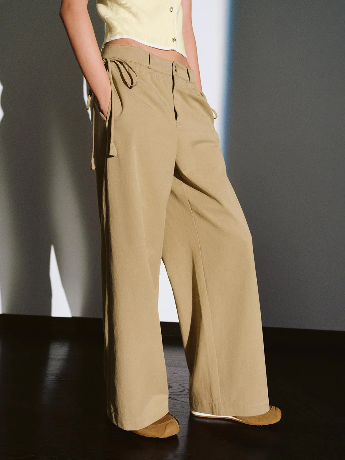 Drawstring Wide Leg Pants - Image 3