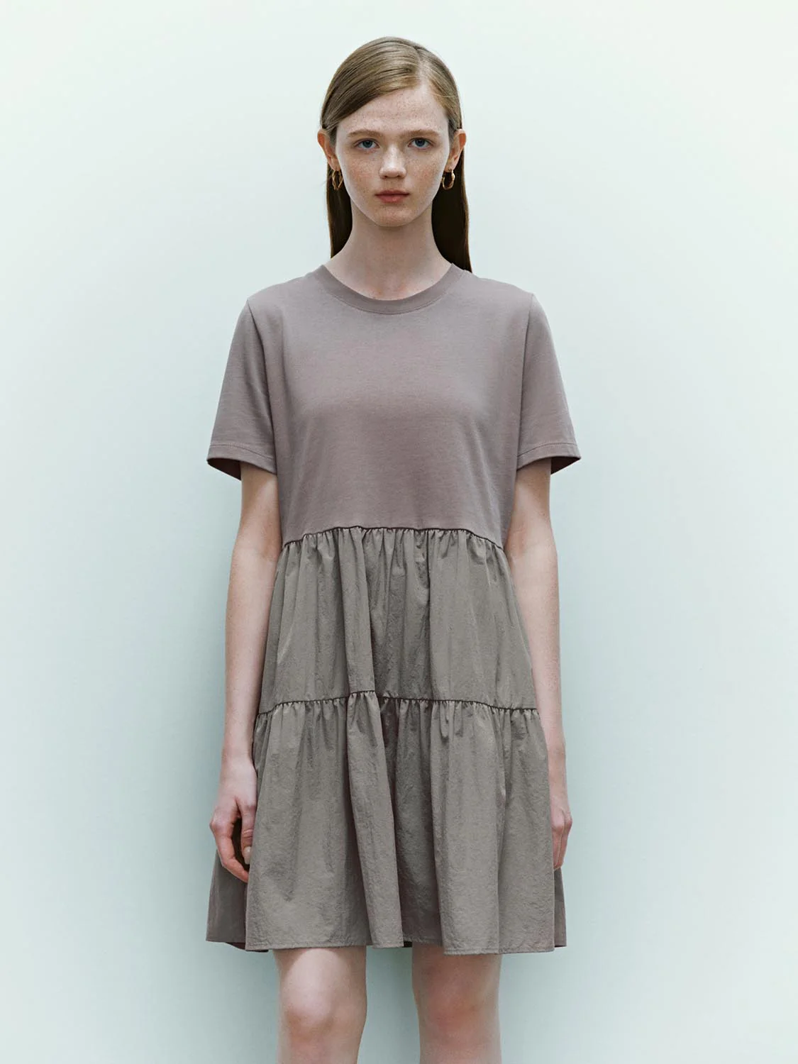 Drop Shoulder Sleeve Crew Neck A-Line Dresses