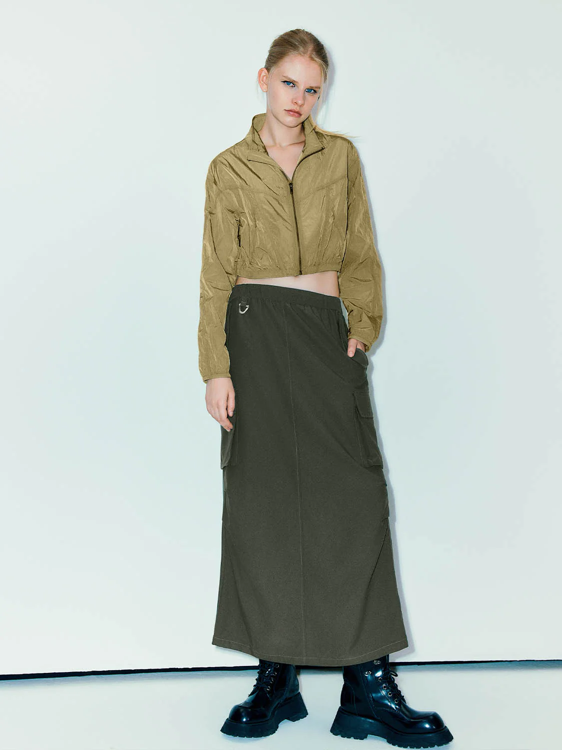 Elastic Waist A-Line Skirt - Image 5