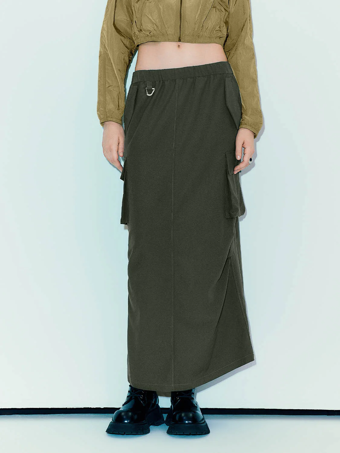 Elastic Waist A-Line Skirt - Image 7