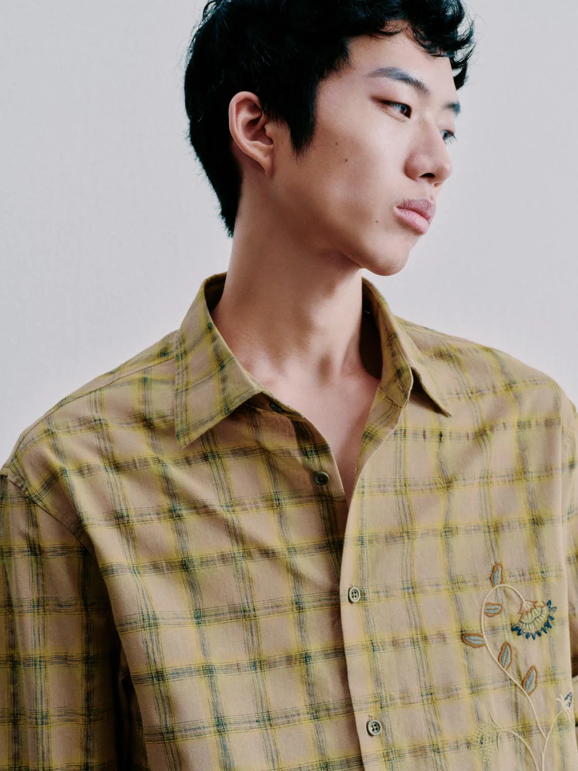 Embroidered Contrast Check Shirts - Image 3