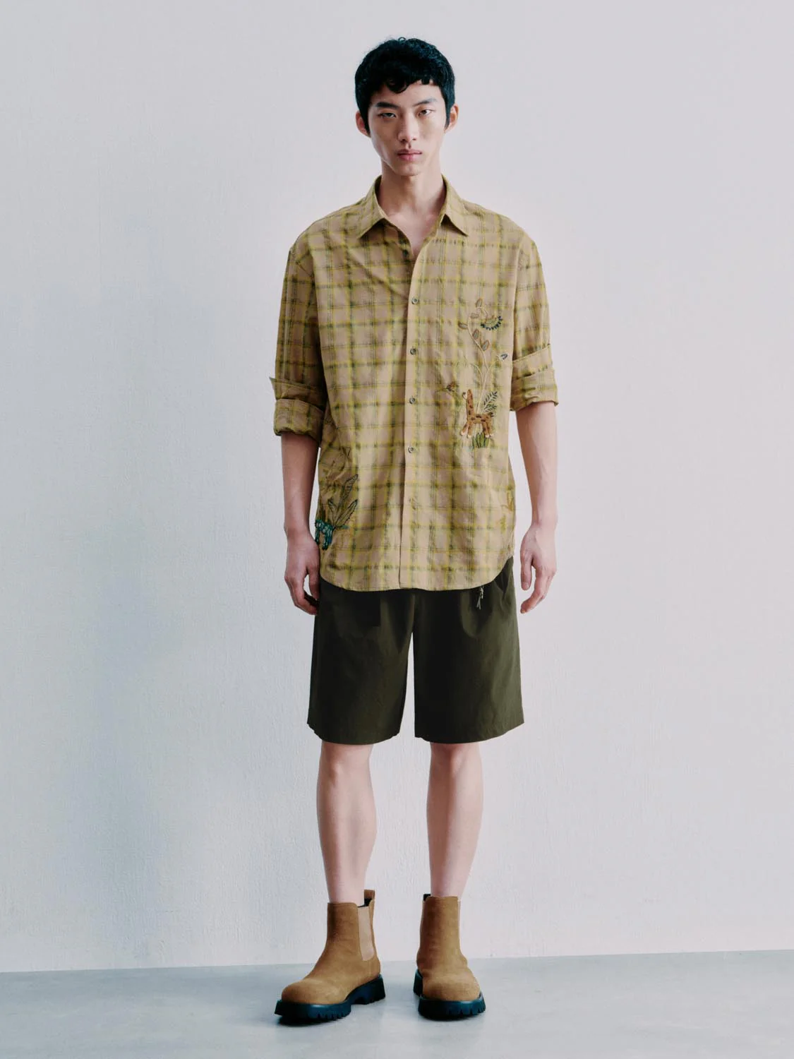 Embroidered Contrast Check Shirts - Image 4