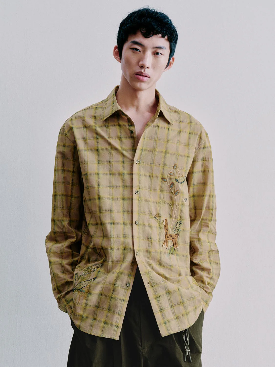 Embroidered Contrast Check Shirts - Image 9