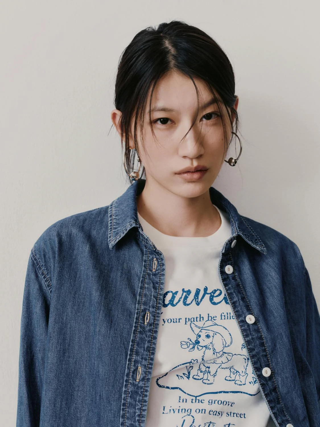 Embroidered Loose Fit Denim Shirts - Image 3