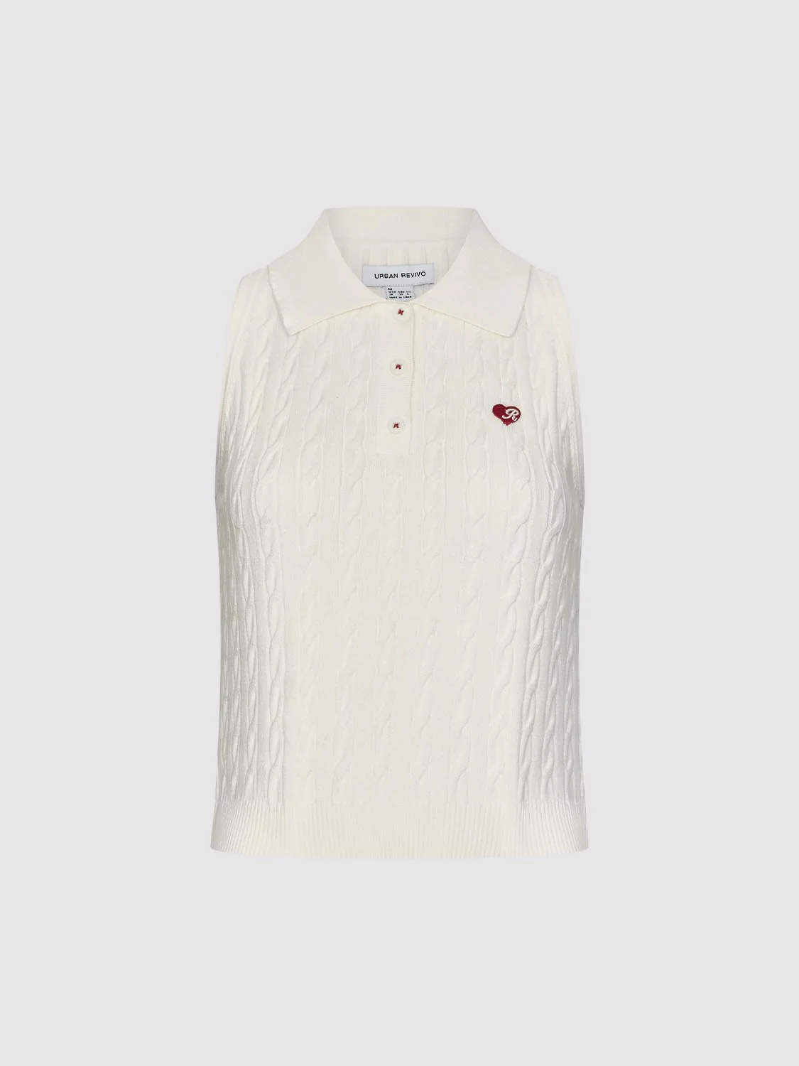Embroidered Polo Neck Cable Knitted Sleeveless T-Shirts - Image 23